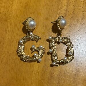 Luxurious Gold and Pearl Initial Earrings